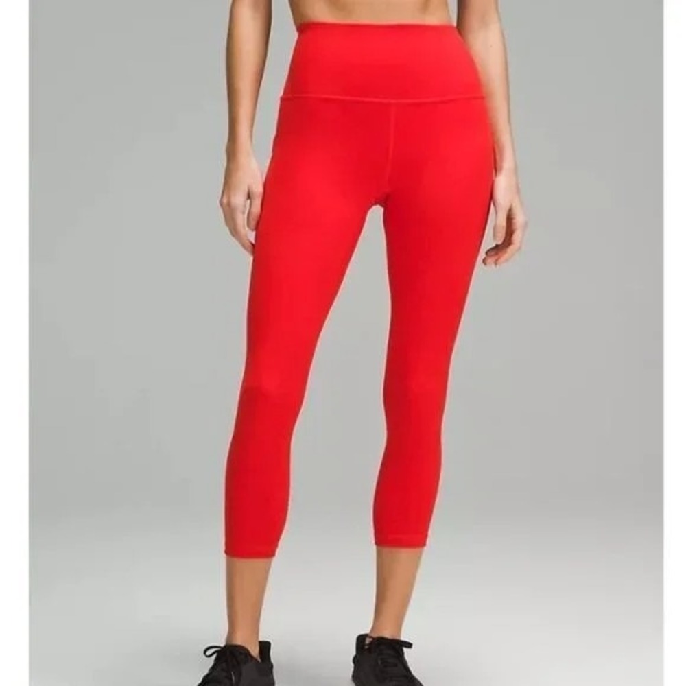 Lululemon Wunder Train Tights Women's 14 Red High-Rise Everlux Workout Gym